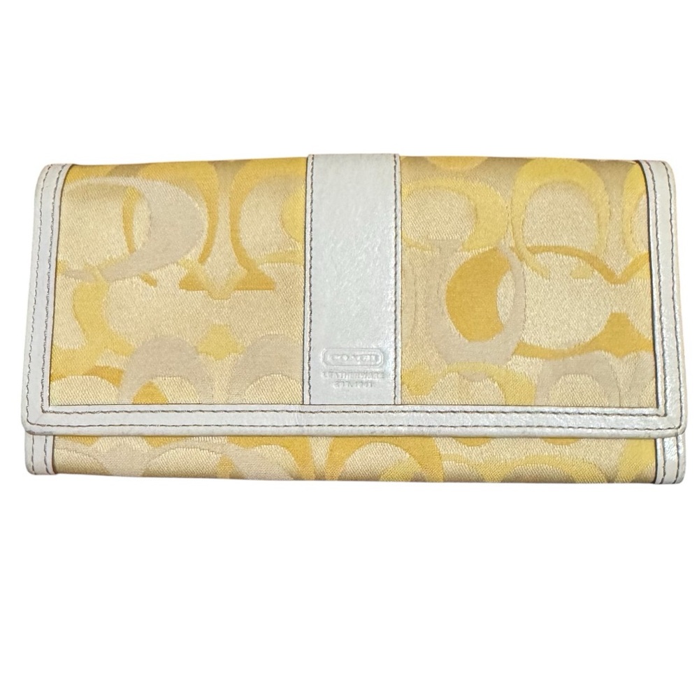 Coach Yellow Signature Jacquard Long Wallet